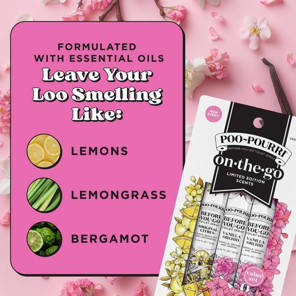 Poo~Pourri Vanilla Orchid On-The-Go 3 Pack Before-You-Go Toilet Spray Travel Size Set #3